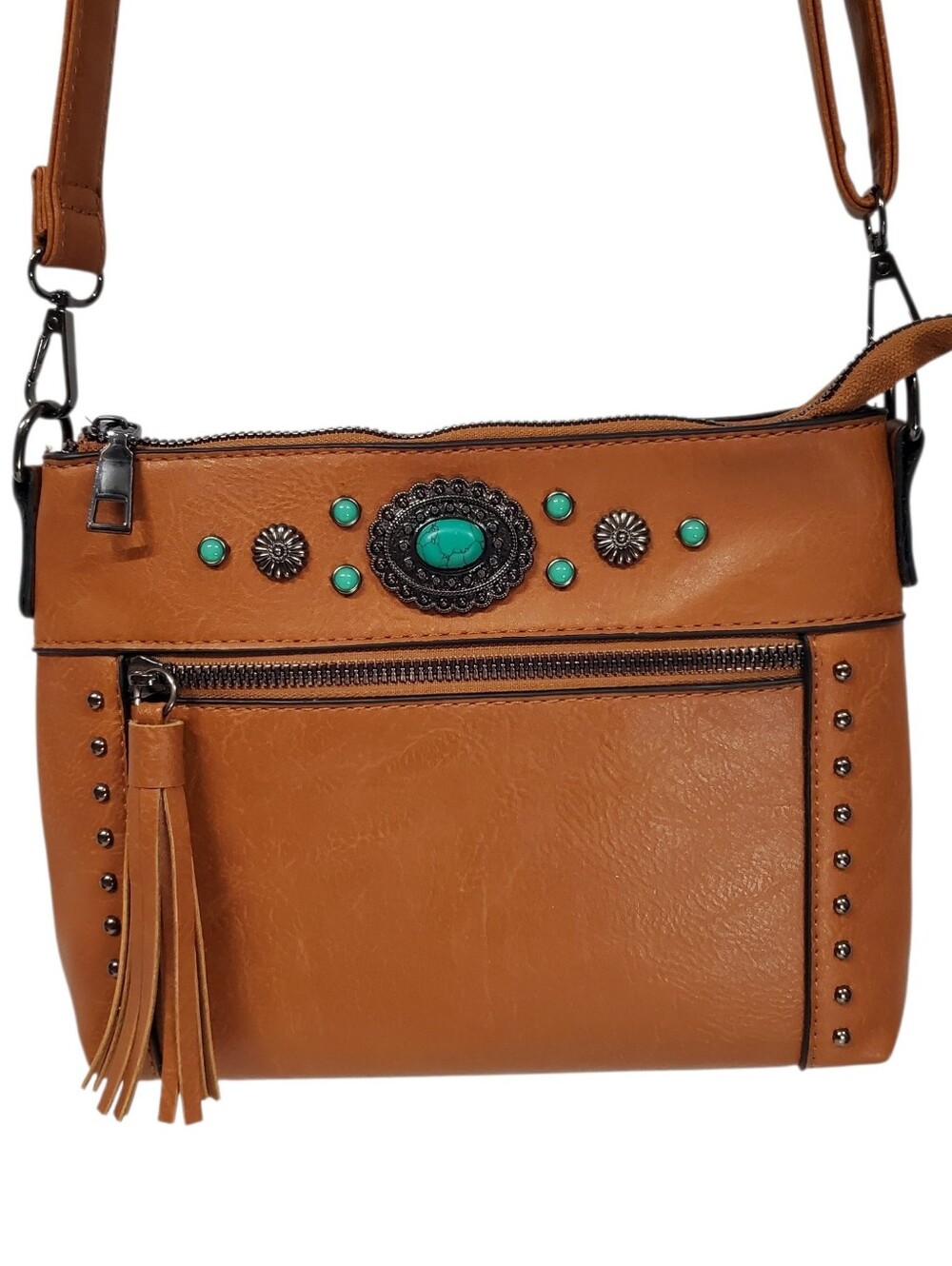 Festival Boho Coastal Cowgirl Western Concho Silver Hardware Purse Shoulder Bag